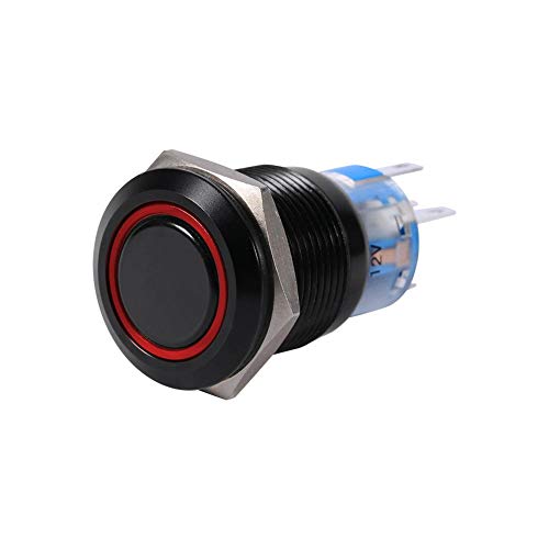 Keenso LED Drucktaster, 19mm 12V-24V Metall LED Ein/Aus Selbstsichernde Druckknopf Wasserdicht 12V-24V Schalter Drucktaste (1 Stk. Rot) von Keenso
