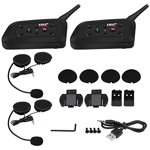 Keenso Motorradhelm Gegensprechanlage Set, 2 Set V6 Pro 1200M Motorrad Helm Bluetooth Intercom Headset für Interphone Motorradhelm Bluetooth Intercom Interphone Headset für 6 Benutzer(2 Set) von Keenso