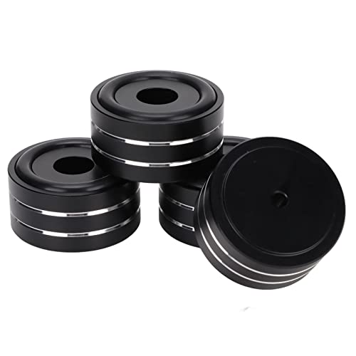 Lautsprecher Spikes Basis -Matten -Set 4, Aluminiumlegierung 40x20mm Lautsprecher Isolation Spike Stand Foot für eine Verbesserte Klangqualität und Bassantwort, Einfache Installation (Black) von Keenso