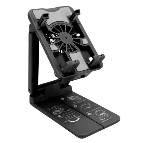 Mobile Cooler Ständer Verstellbarer Lüfter für Live -Streaming -Spiele, Schneller Kühlkühler mit Farbenfrohen RGB Lichtern für Mobiltelefone, ABS Material (Black) von Keenso