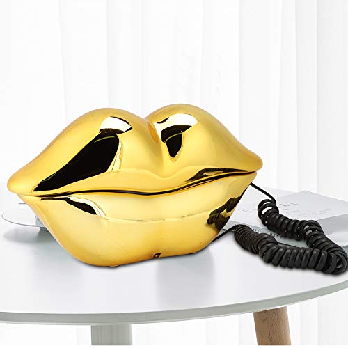 Multifunktional Niedliche Lippenform Telefon Schreibtisch Telefon Klare Klangqualität Home Bestes für Feierlichkeiten Pink (Vergoldet) von Keenso