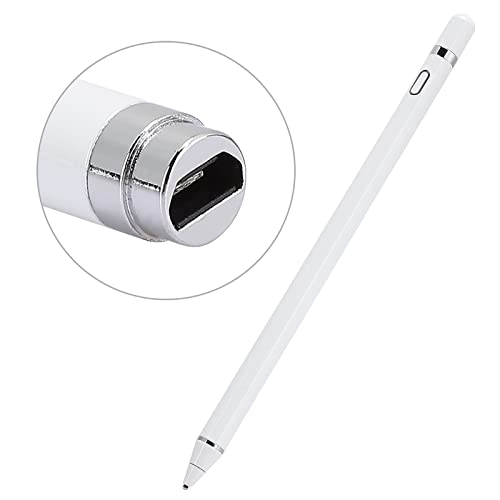 Präzise Reine Kupfer -Nib -Touchscreen Stift Zum Schreiben und Skizzieren, Einfach zu Beginnen mit Blauem Indikator Licht, Universeller Tablet Telefonstift, Lange Akkulaufzeit (White) von Keenso