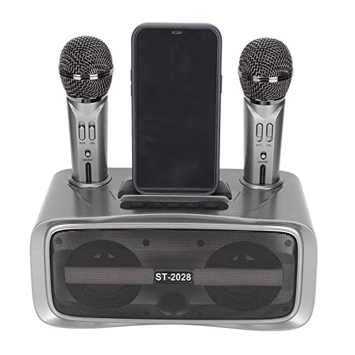 ST-2028 Tragbares Karaoke-Lautsprechersystem mit 2 Mikrofon, Sprecher für Party, Karaoke-Maschine für Erwachsene, ABS Silber Schwarz ST-2028 Tragbares Karaoke-Lautsprechersystem mit 2 Mikrofon, Sprecher für Party, Karaoke-Maschine für Erwachsene, ABS Silber Schwarz von Keenso