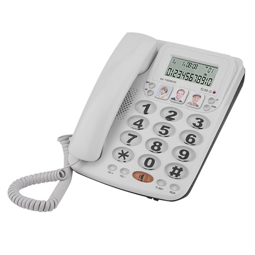 Schnüres Telefon mit Eingehender Anrufanzeige, Letzte Nummer Redial, 2-Zeilen-Kordeltelefon für Zuhause/Büro von Keenso