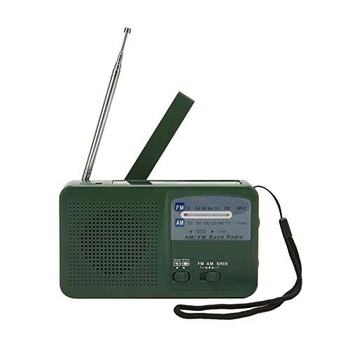 Solar Handkurbel Radio, Multifunktion Tragbare Wiederaufladbare Notfallwetter AM FM Radio mit LED -Taschenlampe für Camping Im Freien (Green) von Keenso