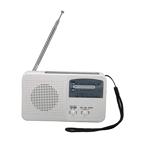 Solar Handkurbel Radio, Multifunktion Tragbare Wiederaufladbare Notfallwetter AM FM Radio mit LED -Taschenlampe für Camping Im Freien (White) von Keenso