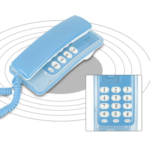 Wall Mount Festnee Keine Anrufer -ID -Telefonerweiterung, Flash Funktion Hotel Telefon mit Anrufstumme, Letzte Nummer Redialfunktion, Desktop oder Wandplatzierung für die Familie (Blue) von Keenso