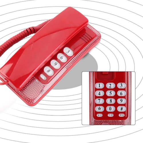 Wall Mount Festnee Keine Anrufer -ID -Telefonerweiterung, Flash Funktion Hotel Telefon mit Anrufstumme, Letzte Nummer Redialfunktion, Desktop oder Wandplatzierung für die Familie (Rot) von Keenso