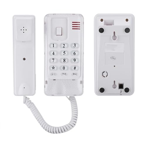 Wall Mount Festnee Keine Anrufer -ID -Telefonerweiterung, Flash Funktion Hotel Telefon mit Anrufstumme, Letzte Nummer Redialfunktion, Desktop oder Wandplatzierung für die Familie (White) von Keenso