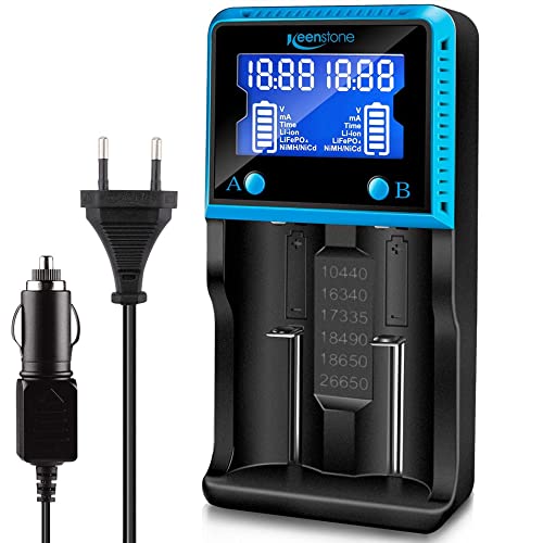 Akku Ladegerät 18650 Universal, Keenstone LCD Smart Schnell Aufladen Batterieladegerät für NI-MH NI-CD AA AAA Li-Ion LiFePO4 IMR 18650 21700 26650 RCR123 Akku Ladegerät 18650 Universal, Keenstone LCD Smart Schnell Aufladen Batterieladegerät für NI-MH NI-CD AA AAA Li-Ion LiFePO4 IMR 18650 21700 26650 RCR123 von Keenstone