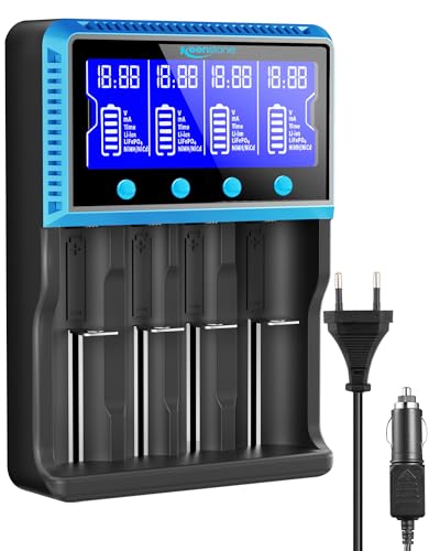 Akku Ladegerät 18650 Universal, Keenstone LCD Smart Schnell Aufladen Batterieladegerät für NI-MH NI-CD AA AAA Li-Ion LiFePO4 IMR 18650 21700 26650 RCR123 von Keenstone