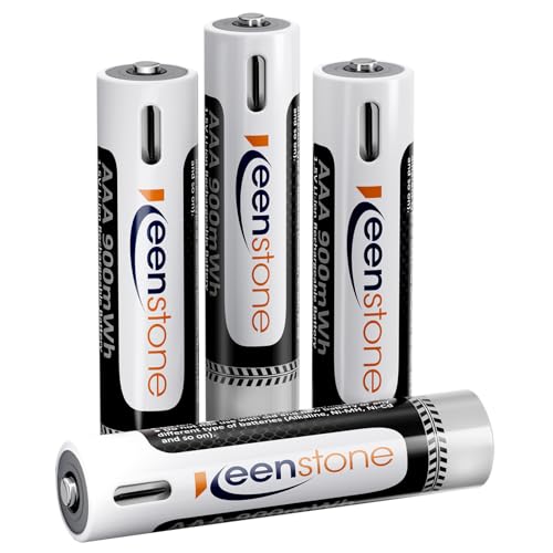 Keenstone USB-C AAA Akkus Wiederaufladbar, 1,5V 900mWh Wiederaufladbare Batterien AAA, mit 4-in-1 Typ-C und Aufbewahrungskoffer, 4 Stück von Keenstone