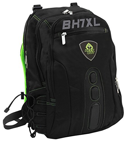 'KEEPOUT bk7gxl Faux Leather, Nylon Black/Green Backpack – Backpacks (Faux Leather, Nylon, Black, Green, Monotonie, Unisex, 43.2 cm (17), Front Pocket, Side Pocket) von Keep Out
