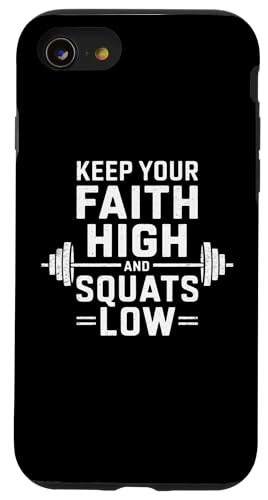 Halte deinen Glauben hoch und hockt tief Christian Gym Jesus Hülle für iPhone SE (2020) / 7 / 8 von Keep Your Faith High And Squats Low Christian Gym