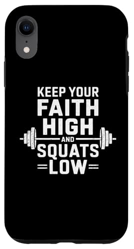 Halte deinen Glauben hoch und hockt tief Christian Gym Jesus Hülle für iPhone XR Halte deinen Glauben hoch und hockt tief Christian Gym Jesus Hülle für iPhone XR von Keep Your Faith High And Squats Low Christian Gym