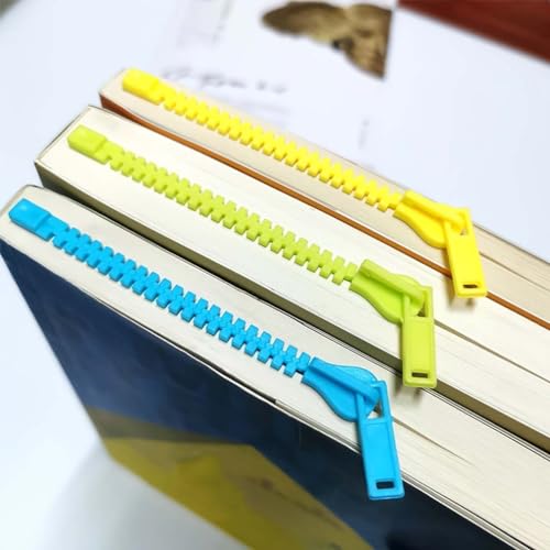 3 Stück Zipper Bookmarks, Lesezeichen mit Reißverschluss, Witzige 3D Lesezeichen, Lesezeichen personalisiert, Reißverschluss lesezeichen, bookmark, Zipper Bookmarks für Schüler zum Lesen von Keeplus