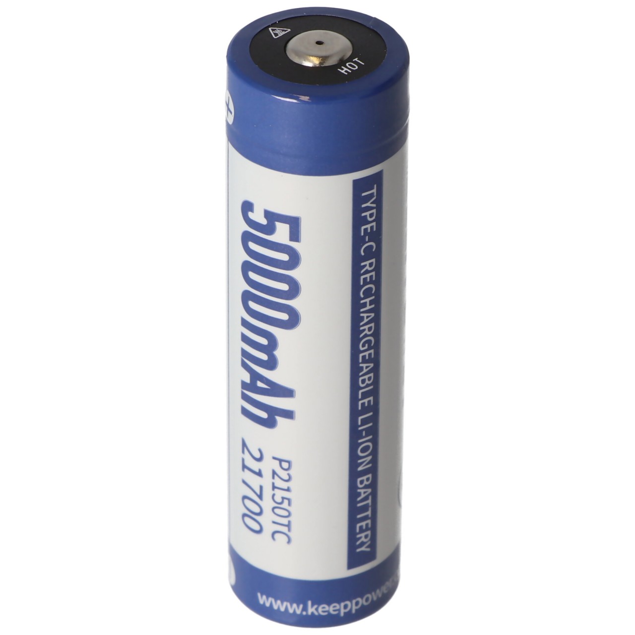 21700 Li-ion Akku 5000mAh Li-Ionen 3,7V - 3,6V 76,2x21,4mm mit PCB Schutz inkl. USB-C Lademöglichkeit P2150TC (ohne Kabel) von Keeppower