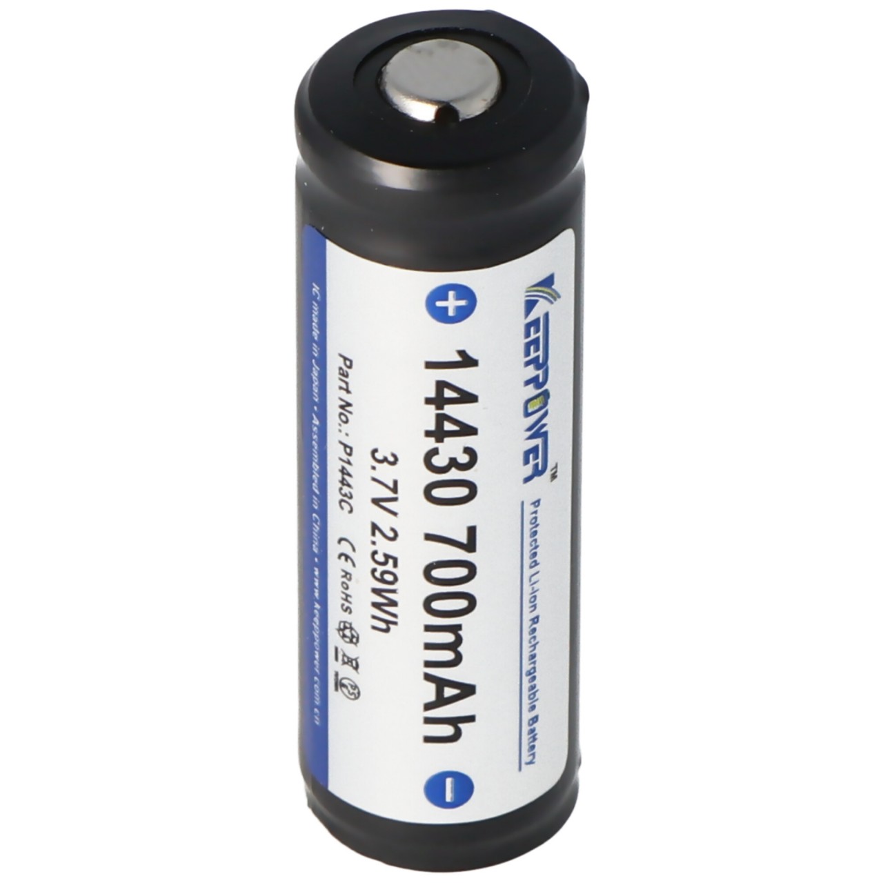 Keeppower 14430 - 700mAh, 3,7V Li-Ion-Akku geschützt Keeppower 14430 - 700mAh, 3,7V Li-Ion-Akku geschützt von Keeppower