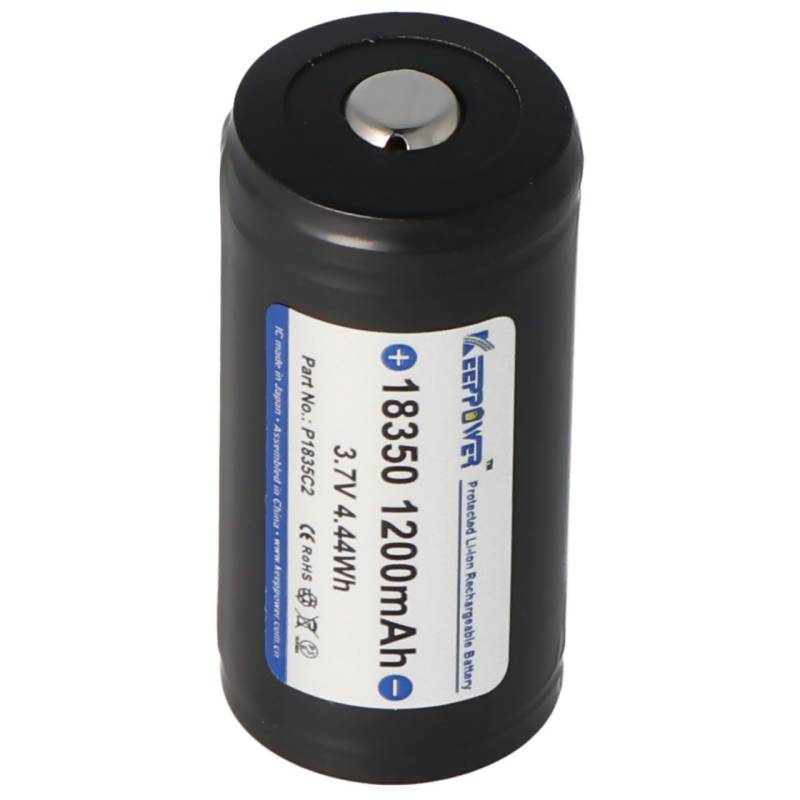Keeppower 18350 - 1200mAh, 3,6V - 3,7V Li-Ion-Akku geschützt, Abmessungen beachten ca. 39x18,6mm von Keeppower