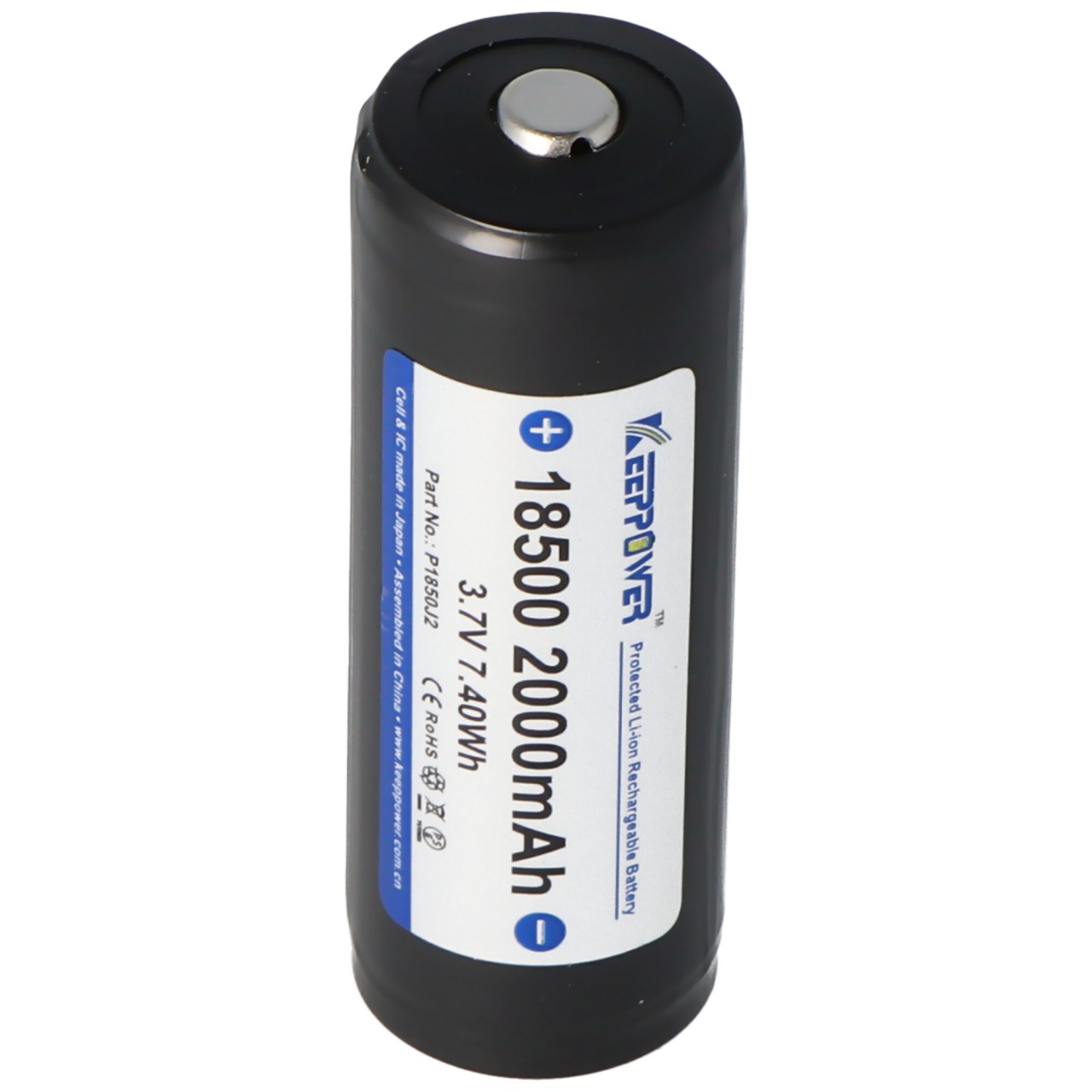 Keeppower 18500 - 2000mAh, 3,6V - 3,7V Li-Ion-Akku geschützt mit Kopf Abmessungen 53x18,5mm Keeppower 18500 - 2000mAh, 3,6V - 3,7V Li-Ion-Akku geschützt mit Kopf Abmessungen 53x18,5mm von Keeppower