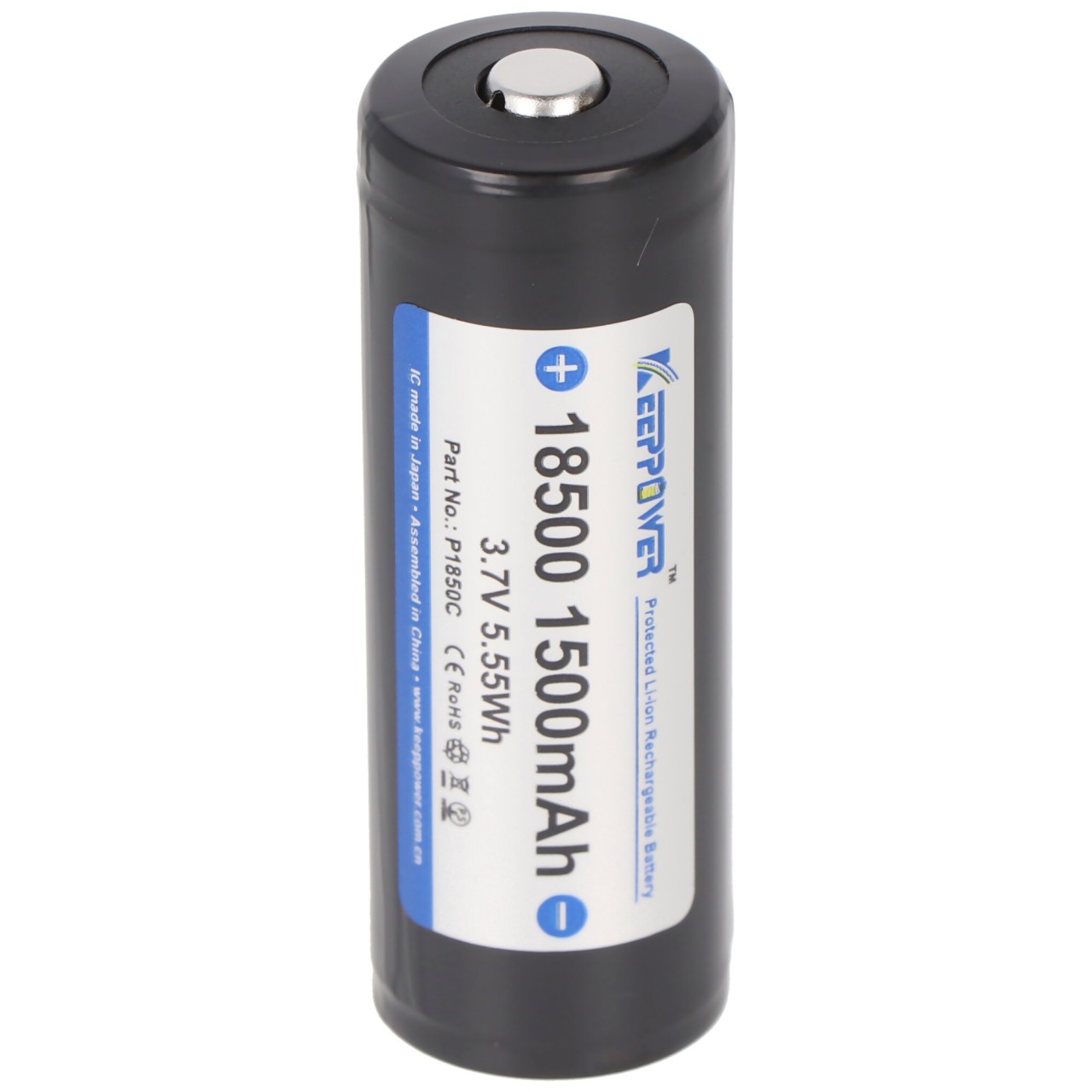 Keeppower 18500 Li-Ion Akku 1500mAh, 3,7V Li-Ion-Akku geschützt ca. 52,8x18,5mm Abmessungen Keeppower 18500 Li-Ion Akku 1500mAh, 3,7V Li-Ion-Akku geschützt ca. 52,8x18,5mm Abmessungen von Keeppower