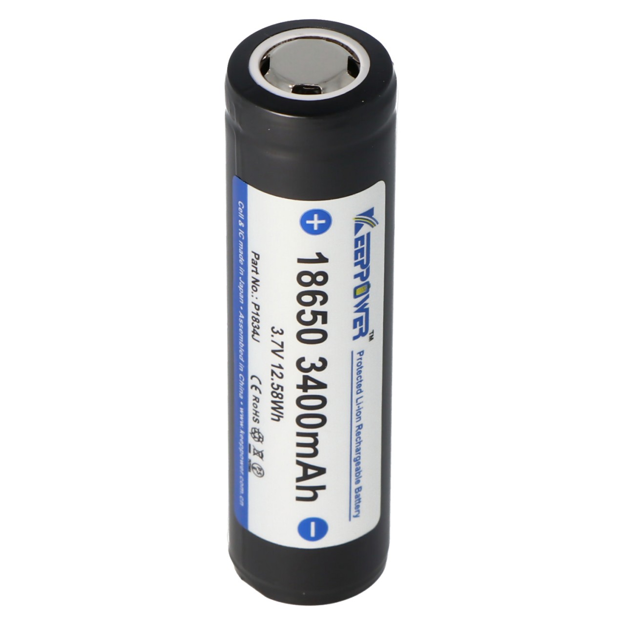 Keeppower 18650 3400mAh 3,7V Li-Ion-Akku geschützt Flat Top 67,8x18,6mm Keeppower 18650 3400mAh 3,7V Li-Ion-Akku geschützt Flat Top 67,8x18,6mm von Keeppower