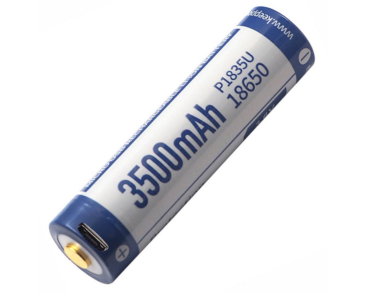 Keeppower 18650 - 3500mAh (P1835U) - geschützter Li-Ion-Akku USB-Anschluss Akku von Keeppower