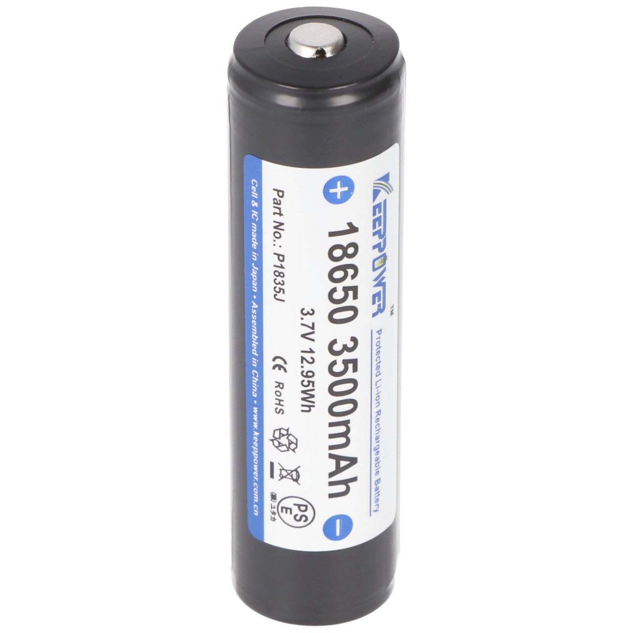 Keeppower 18650 3500mAh 69,12x18,65mm 3,7V Li-Ion-Akku geschützt Pluspol erhöht NCR18650GA Keeppower 18650 3500mAh 69,12x18,65mm 3,7V Li-Ion-Akku geschützt Pluspol erhöht NCR18650GA von Keeppower