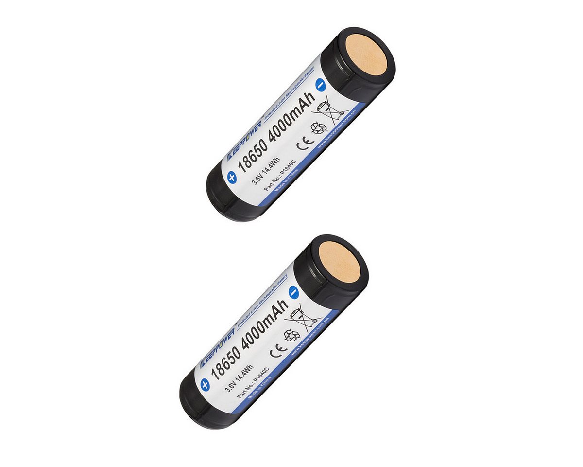 Keeppower 18650 - 4000mAh 3,6V (P1840C) - geschützter Li-Ion-Akku Doppelpack Akku von Keeppower
