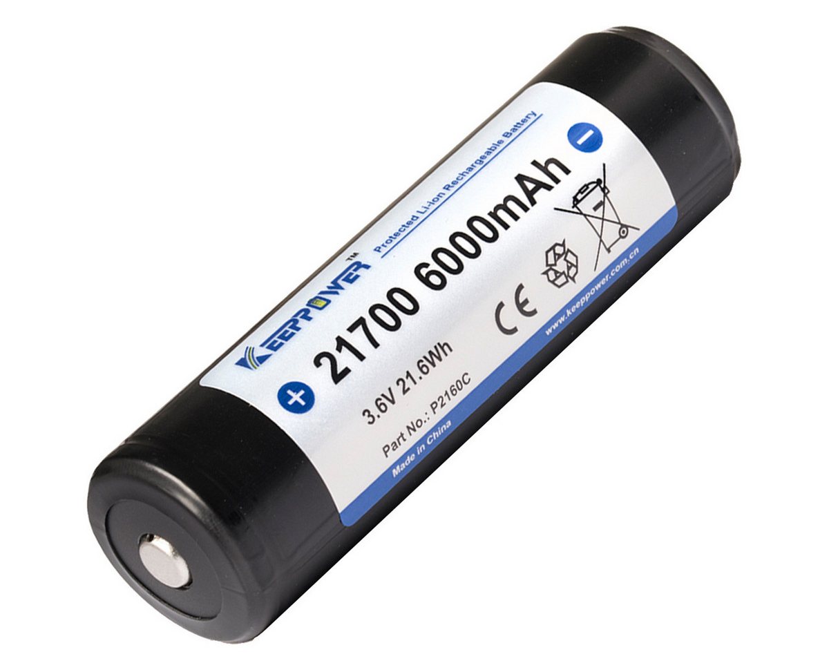 Keeppower 21700 12A 6000mAh 3,6V (P2160C) - geschützter Li-Ion-Akku Akku von Keeppower