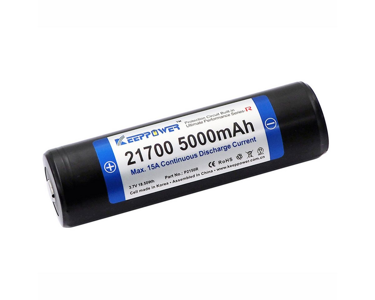 Keeppower 21700 R 15A 5000mAh 3,6V (P2150R) - geschützter Li-Ion-Akku Akku von Keeppower