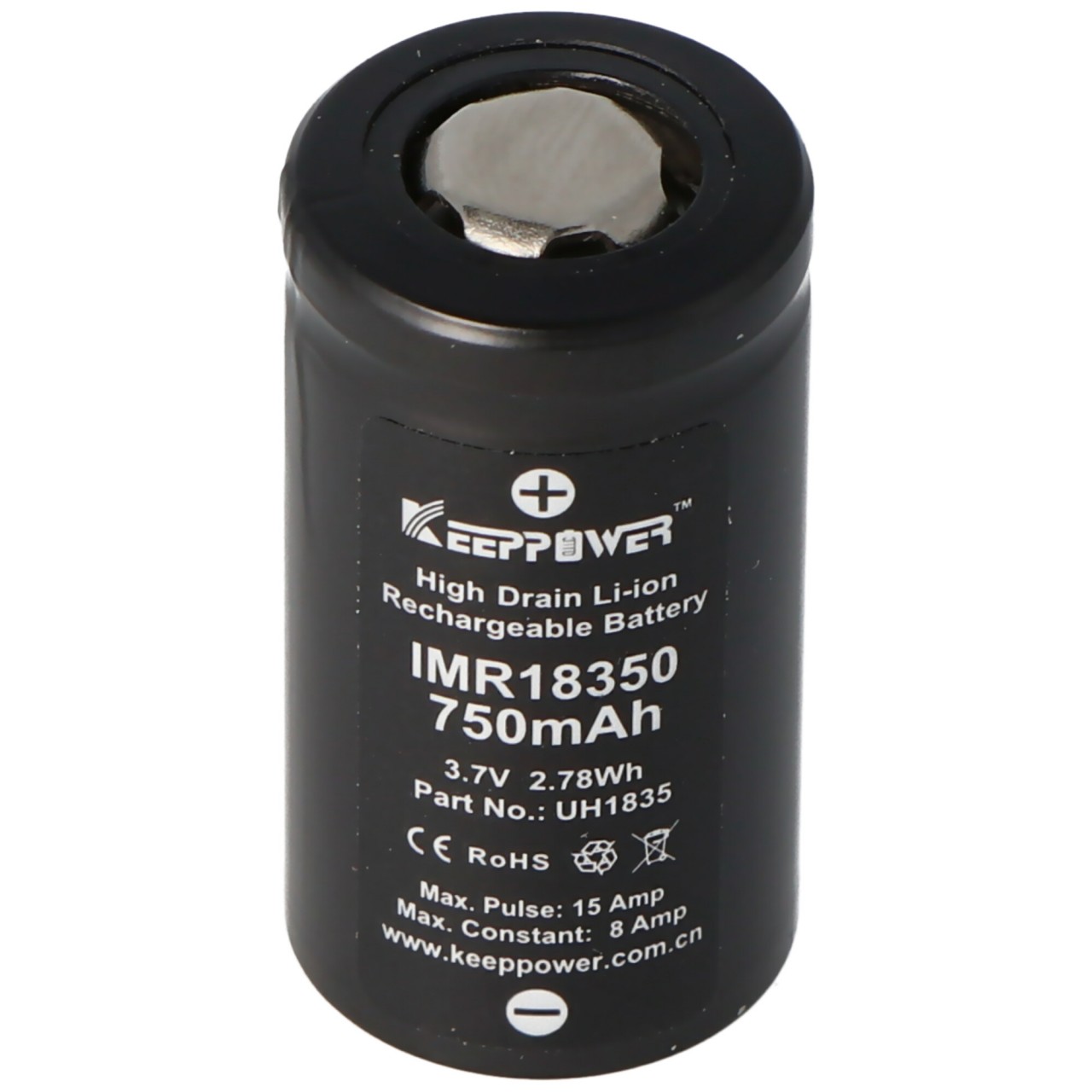 Keeppower IMR18350 - 750mAh, 3,7V (8A) Li-Ion-Akku von Keeppower
