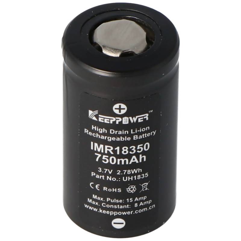 Keeppower IMR18350 - 750mAh, 3,7V (8A) Li-Ion-Akku von Keeppower