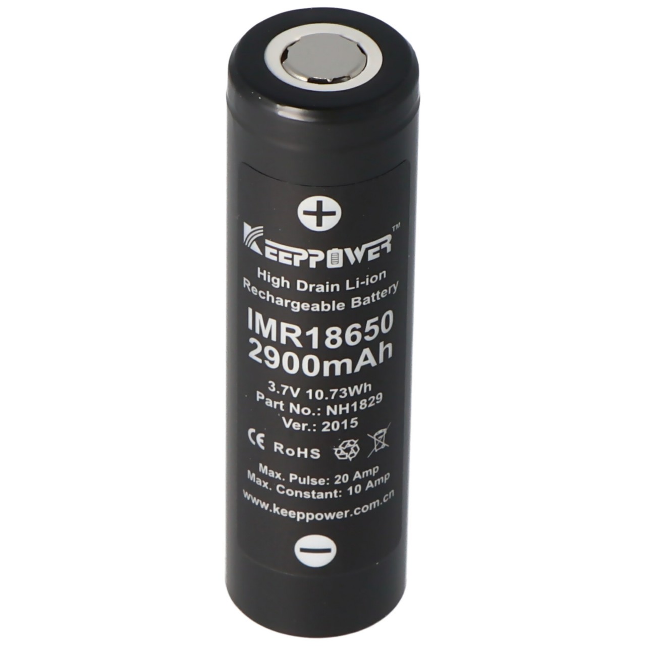 Keeppower IMR18650 - 2900mAh, 3,7V Li-Ion-Akku 10A (Flat Top) von Keeppower