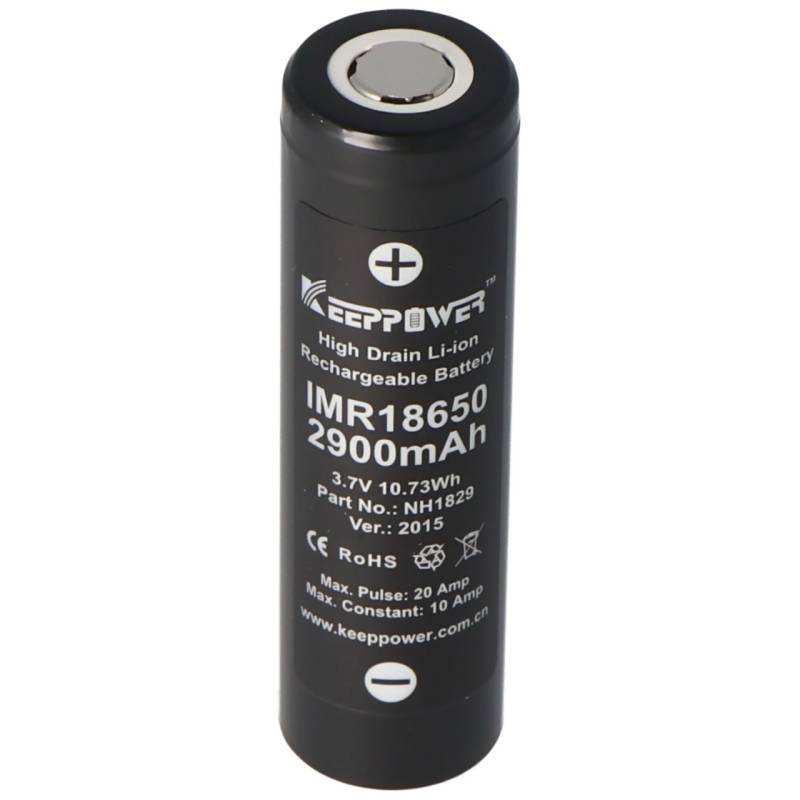Keeppower IMR18650 - 2900mAh, 3,7V Li-Ion-Akku 10A (Flat Top) von Keeppower