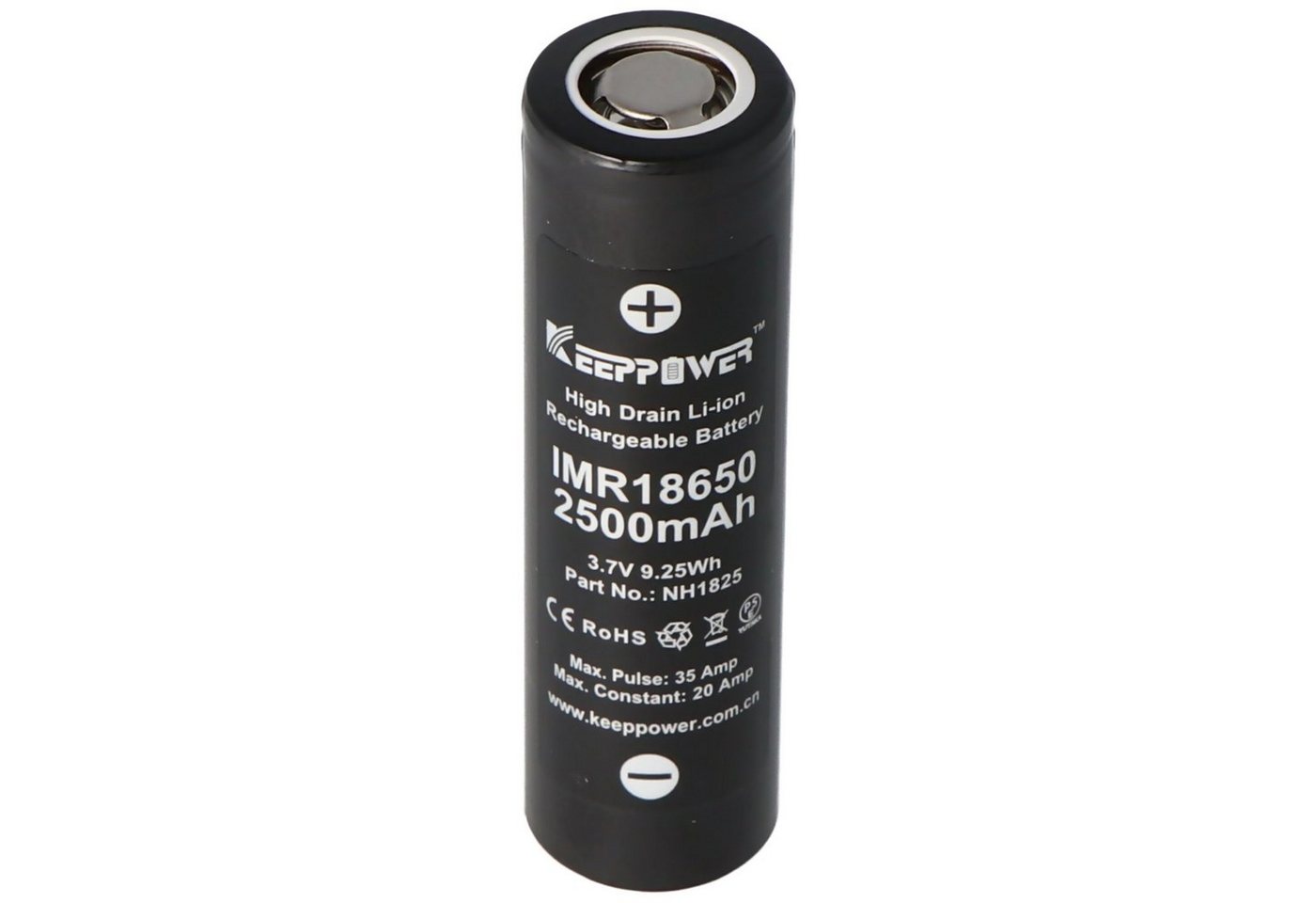 Keeppower KeepPower IMR18650 - 2500mAh 3,6V - 3,7V Hochstromzelle Li-Ion-Akku Akku 2500 mAh (3,6 V) von Keeppower