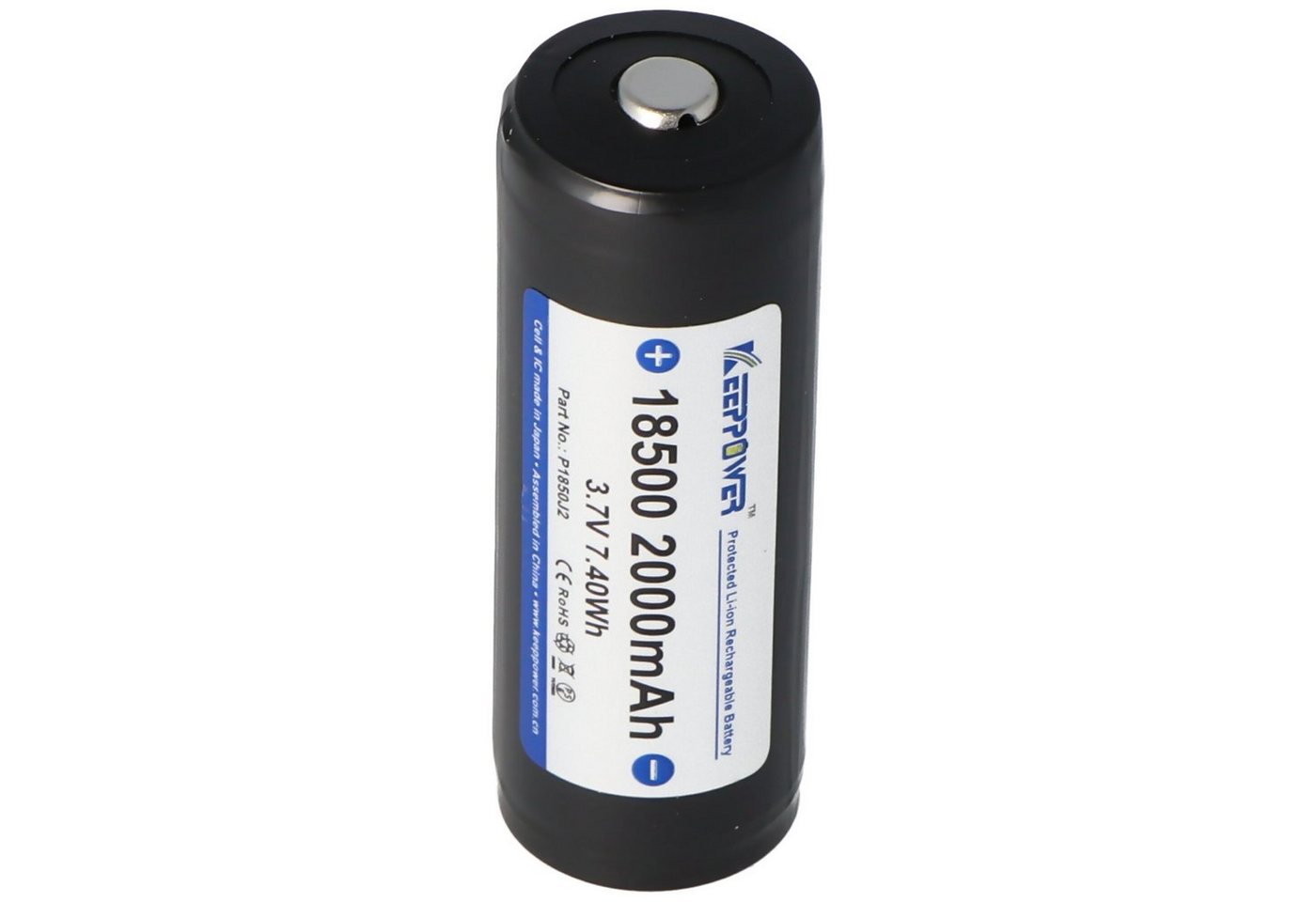 Keeppower Keeppower 18500 - 2000mAh, 3,6V - 3,7V Li-Ion-Akku geschützt mit Kopf Akku 1500 mAh (3,6 V) von Keeppower