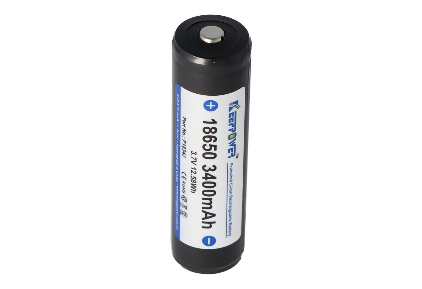Keeppower Keeppower 18650 Li-Ion Akku mit 3400mAh, 3,6V - 3,7V Li-Ion-Akku gesc Akku 3400 mAh (3,6 V) von Keeppower