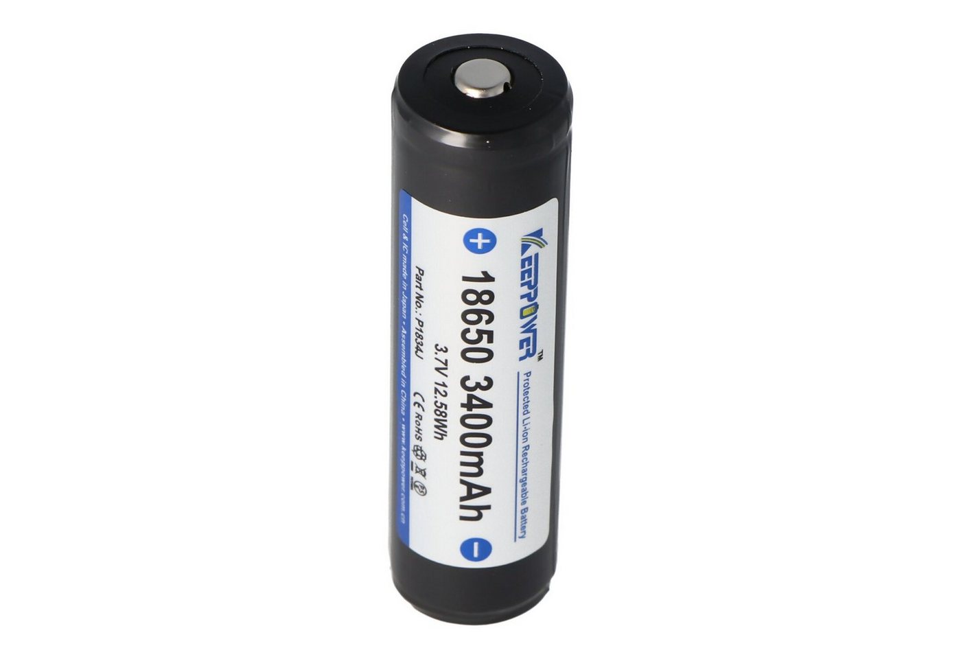 Keeppower Keeppower 18650 Li-Ion Akku mit 3400mAh, 3,6V - 3,7V Li-Ion-Akku gesc Akku 3400 mAh (3,6 V) von Keeppower