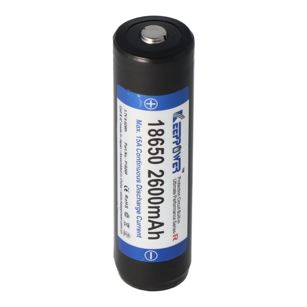 Keeppower R 18650 2600mAh 3,6V - 3,7V Li-Ion-Akku geschützt (Pluspol erhöht) von Keeppower