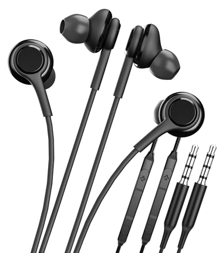 3.5mm in Ear Kopfhörer mit Mikrofon(2pack) Phone Kabel Headphone Kabelgebunden Klinke Ohrhörer Handy Earbuds Wired Earphone Kompatibel für Samsung Galaxy A52 Google Pixel Tablet Pc Headset S10-ej von Kefiany