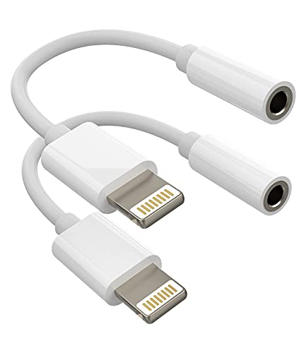 AUX Kabel iPhone 3.5mm auf Lightning Klinke Kopfhörer Adapter(2pack) s Audio Stecker Splitter Anschluss Zubehör Apple MFI Zertifiziert Kompatibel mit 14 13 12 11 Pro Max Mini 8 7 Plus X Xs ip-3.5 von Kefiany