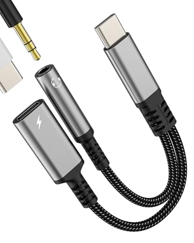 Adapter Typ C auf 3,5 mm Kopfhörer Audio (2-in-1) Adapter Ladegerät USB C für iPhone 16 15 Pro für iPad, kompatibel mit Samsung Headphone Mikrofon Anschluss für Apple Auxiliary Auto Android von Kefiany