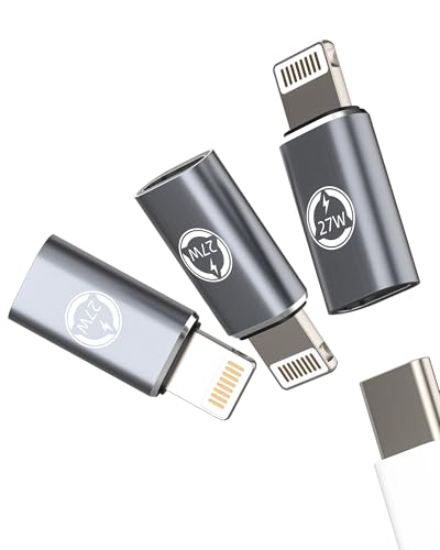 Adapter USB C Buchse auf Lightning Stecker (3 Stück) Typ C 27 W Schnellladegerät Kabel Adapter für iPhone 14 13 Pro für iPad Stecker Ladeanschluss zertifiziert für Apple MFI Telefon Handy Gerät von Kefiany
