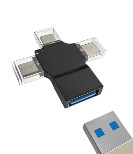 Adapter USB C Lightning Micro USB auf USB 3.0 OTG Kabel (3 in 1) für Apple iPhone iPad kompatibel mit Samsung Stick Typ Kamera Typ Tastatur Adapter Kamera Konverter TP-OTG von Kefiany