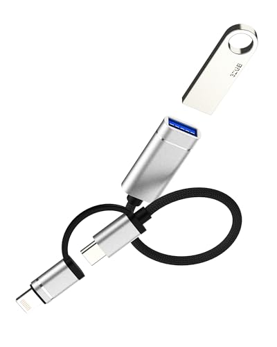 Adapter USB C Lightning Stecker auf USB Buchse (2-in-1) für iPhone 16 15 14 für Apple OTG 3.0 Kabel MacBook kompatibel mit Samsung S24 Adapter Android Digital Daten Kamera Fotos für iPad Tastatur von Kefiany