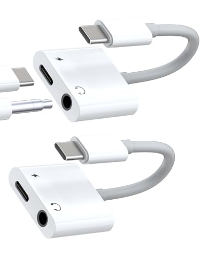Adapter USB C auf 3,5 mm Kopfhörer Audio (2 Pack) Ladekabel Kopfhörer Splitter Kabel für Apple iPhone iPad kompatibel für Samsung Mikrofon Zubehör Splitter Headphone Konverter Aux Dongle tpc-3.5 von Kefiany