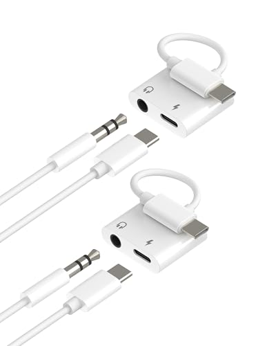 Adapter USB C auf AUX-Klinkenstecker (2 Stück) Kopfhörer-Adapter 3,5 mm für iPad für iPhone 16 15 Typ C Ladekabel kompatibel mit Samsung für Apple Auxiliar Headphone Mikrofon Android Konverter von Kefiany