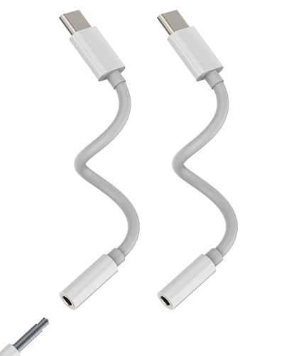 Adapter USB C auf Klinke Kopfhörer 3,5 mm (2 Stück) für iPhone 16 15 kabelgebundene Kopfhörer, kompatibel mit Samsung S24 Kopfhörer DAC AUX Audio Kabel für iPad Mikrofon Typ C Anschluss für Apple von Kefiany