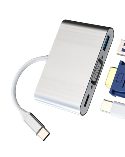 Adapter USB C auf VGA (3 in 1) USB OTG 3.0 Typ C Ladung für MacBook PC für iPad Tastatur Thunderbolt Multiport Dock Anschluss für iPhone 16 15 TV AV DisplayPort Projektor kompatibel mit Samsung von Kefiany